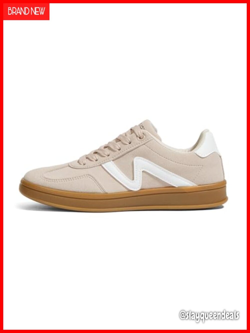 Low Top Retro Sneakers with Gum Sole, Synthetic Leather, Lace-Up Casual Shoes